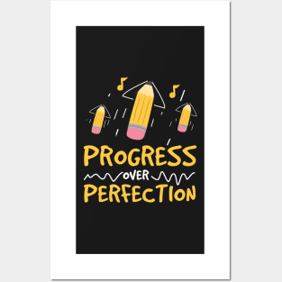 Motivational Progress Over Perfection Back to School Posters and Art